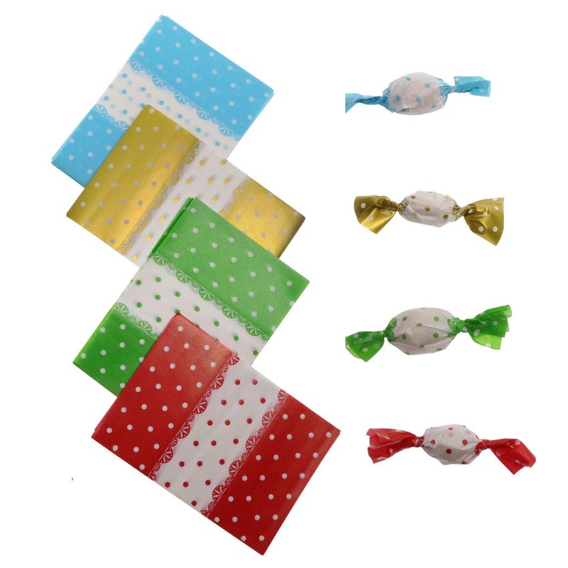 Penta Angel Candy Wrappers 400Pcs Twisting Wax Caramel Paper Sweets Lolly Baking Nougats Wrapping Paper for Homemade Wedding Birthday Christmas Chocolate Candy Packaging (Dot) - Image 1